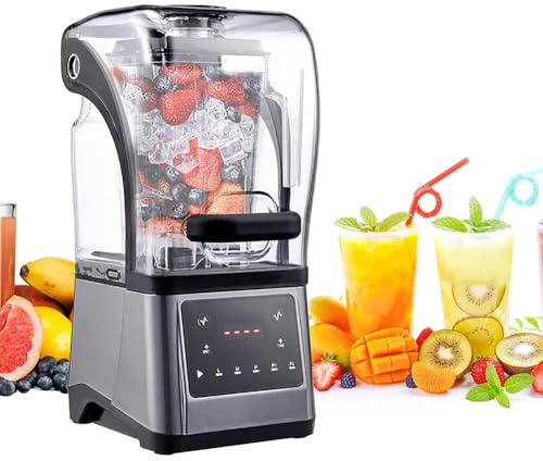 Commercial Slush Machine, Silent Blender for Smoothies, Cocktails, Iced Tea, and Coffee, Ideal for Bars and Cafes