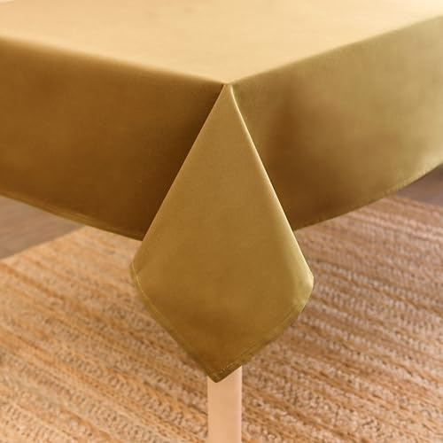 Encasa XO Tischdecke, Einfarbig, Baumwoll Canvas 140x230 cm | Senf, Rechteckig | 6 to 8 seater | 140x230 cm | Maschinenwaschbar | Strapazierfähig | Tischschutz