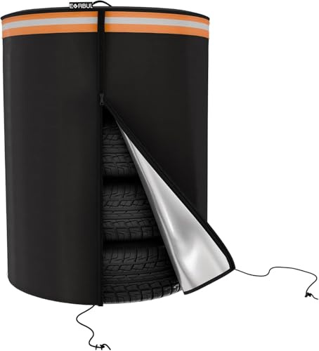 EVRBUL 33 D × 47 H Large Tyre Cover, Heavy Duty 420D Waterproof Sunproof Large Tyre Storage Bag, Tire Dust Protective Cover for 4 Tyres Within 32 Inches