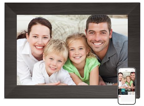Digitaler Bilderrahmen 10 Zoll, WiFi Digitaler Bilderrahmen Eingebauter 32 GB Speicher, Elektronischer Rahmen mit IPS-Touchscreen, Auto-Rotate, Einfaches Teilen von Fotos oder Videos per App