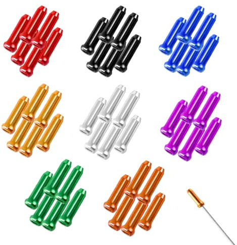 48Pcs Bike Cable End Caps,Aluminum Alloy Colorful Cable Caps for Bike Shift | Brake End Cover Cable Tips Crimps,Bike Brake Cable Capsbrake cable,Brake Cable Caps for Mountain Bicycle Road Bike
