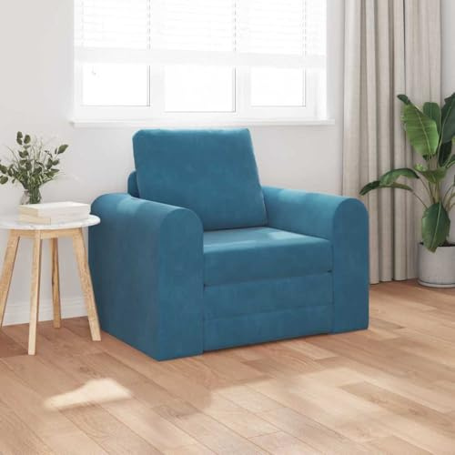 Yisssmeng Schlafsofa Blau Samt 98 x 71 x 83 cm platzsparendes Bodensofa Klappfunktion für Wohnzimmer Gästezimmer und Home Office