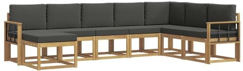 vidaXL Outdoor-Sofagarnitur mit Kissen 8 pcs Weiß und Anthrazit, Moderner Garten Sofa, wetterfeste Eckcouch, Möbel zum Entspannen auf Terrasse, Patio Lounge und Komfortset