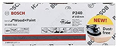 Bosch Professional 50 Stück Schleifblatt M480 Best for Wood and Paint (Holz und Farbe, Ø 150 mm, Körnung P240, Zubehör Exzenterschleifer)