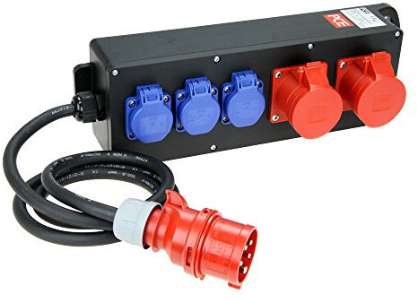 Mobiler Vollgummi-Verteiler CEE 16A Schuko IP44 PCE