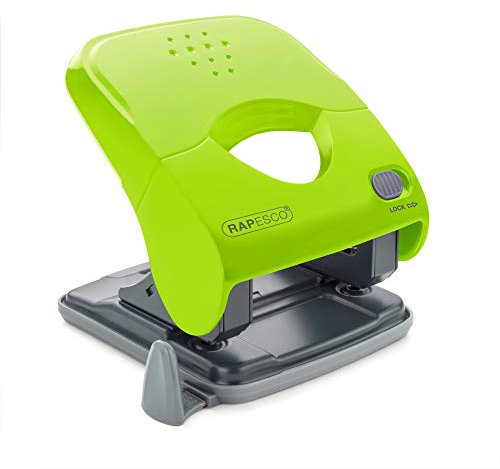 Rapesco 1529 X5-40ps Perforadora de 2 Agujeros Menos Esfuerzo, Capacidad 40 Hojas, Verde
