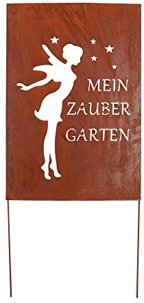 UNUS Gartendeko Gartenstecker aus Edelrost Metall Garten Schild Zaubergarten 66x45,5 cm