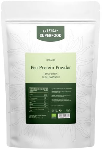 Everyday Superfood Organic Pea Protein Powder 1.8kg, 84% Pea Protein, Unflavoured, Pre-Workout & Post-Workout, Vegan & Kosher