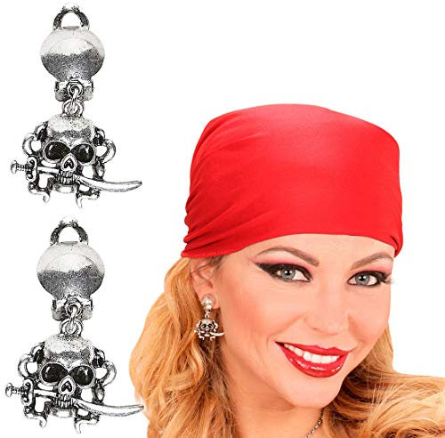NET TOYS Außergewöhnliche Totenkopf-Ohrringe für Erwachsene - Silber - Aufregendes Unisex-Accessoire Ohrclips Skull - EIN Blickfang für Piratenparty & Karneval
