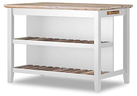 Florence Sturdy Hardwood Breakfast Bar (L: 78cm, W: 126cm, H: 91cm) with Chopping Board, Tray & 2 Shelves | Kitchen Breakfast Bar | Heat & Stain Resistant