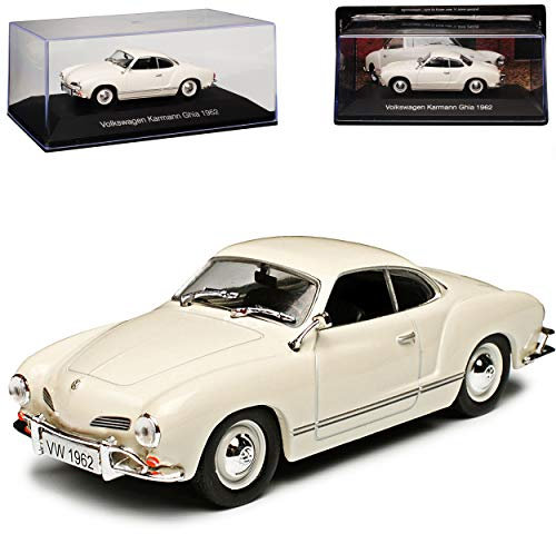 DeAgostini Volkwagen Karmann GHIA Coupe Beige Weiss 1955-1974 Nr 04 1/43 Modell Auto mit individiuellem Wunschkennzeichen
