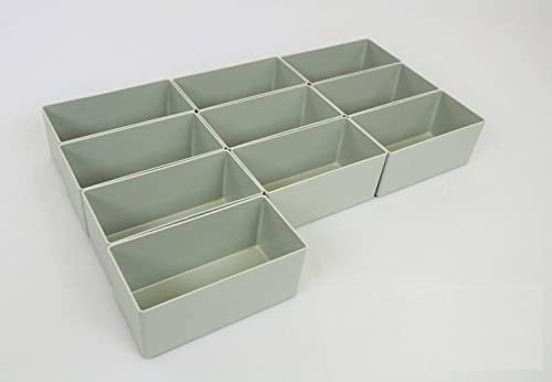 FLEXMO | 10 Stück Einsatzkasten grau | Einsätze für Sortimentskoffer | Werkzeugeinlage | Werkzeugkofferset | Einsätze Sortierbox | Schubladeneinsatz | 152x76x41mm