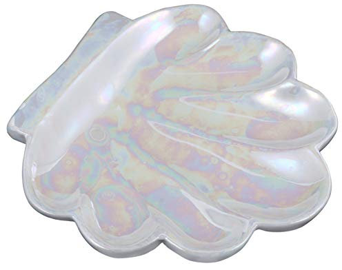 Cabilock 1 Pc Plateau à Bijoux Coquillage Vide-poche Boucle D'oreille Plat D'anneau De Poterie Porte-cadeau Boucle D'oreille Assiette à Sushis Céramique Clé Blanche Plaque De Collier