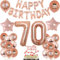 Luftballon 70. Geburtstag frau Rosegold deko Folienballon 70 jahre Geburtstags deko frau Rosegold set happy Birthday 70 Geburtstagsdeko frau Ballon 70 jahre Geburtstag Dekoration Frauen（70）