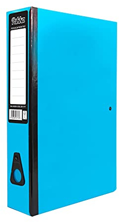 Pukka Foolscap Glossy Box Files with Document Clip & Push Lock School Work Office 70mm Spine File Organiser (Blue)