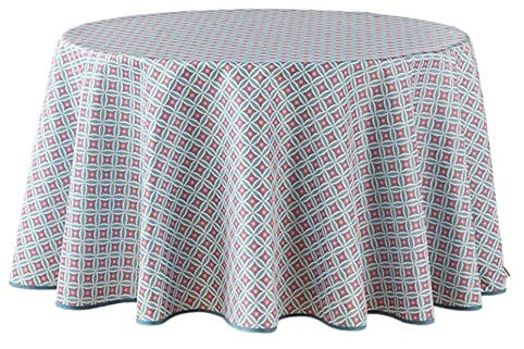 Douceur d'Intérieur Nappe Ronde (Diamètre 180 cm) Havana Menthe, Polyester Imprimé