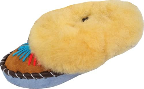 Lusy011 LAMMFELL Warme HAUSSCHUHE Gr.26 NEU, Schaffell/-leder Handarbeit (3-75-14-23 Rosa-Blau Orange Schuhweite NORMAL