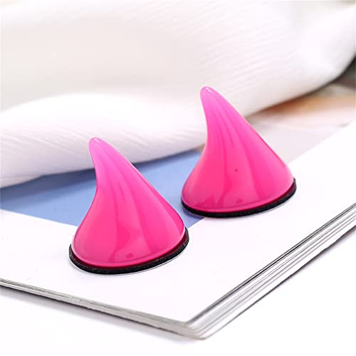 2 Pièces Casque Corne de Diable avec Ventouses, Accessoires de Décoration de Casque de Moto de Cyclisme (Rose)