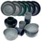 Kazaigou Unbreakable Plastic Dinnerware Set, 24PCS Camping Dinner Set Serve 6 Person, Lightweight Plates, Bowls and Cups Set, Microwave Dishwasher Safe, Perfect for Camping, Picnic, Campervan