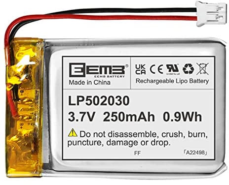 EEMB Lithium polymère 3,7V 250mAh 502030 Batterie Rechargeable lipo avec connecteur JST avec VXI Blue Parrott - vérifier la polarité de l'équipement et du connecteur Avant l'achat(polarité Inverse)