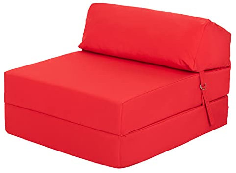 Ready Steady Bed Chaise Pliante Z-Fold Confortable | Canapé-lit Futon léger | Housse Souple et résistante à l'eau | Matelas Zbed de Conception Ergonomique (Rouge)