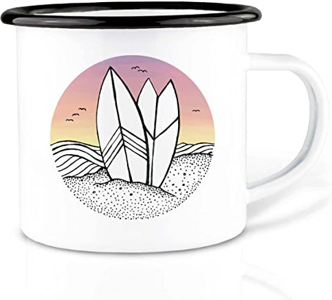 Ligarti® XXL Emaille Tasse (leicht & robust) | Camping Becher handveredelt in Deutschland | Kaffeetasse, Trinkbecher, Emaillebecher