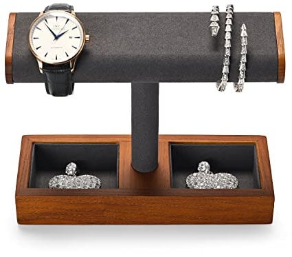 Oirlv Multifunktional Massivholz T-Bar Schmuckständer für Organizer Schmuck Uhr Armband Halskette