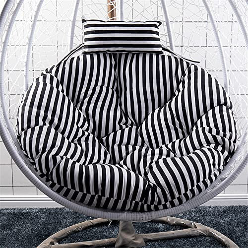Morbuy Papasansessel Kissen Sitzauflage, Rundes Dicke Stuhlkissen Bequem & Weich Sitzkissen Hängesessel für Outdoor Indoor Garten Stuhlauflage (120x120CM,Schwarz gestreift)