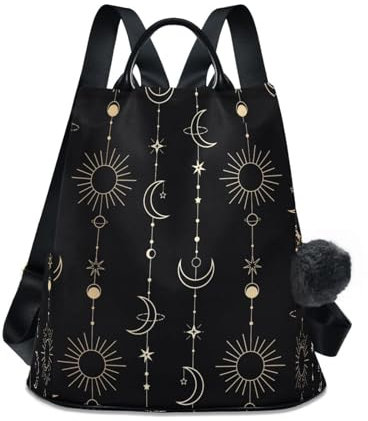Mnsruu Sun Moon Stars Witch Anti-Diebstahl-Rucksack für Damen, modische Geldbörse, Reisetasche, Schultertasche, Rucksack, Schulrucksack, #01