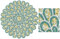 ALPHA Living HOME Teal Ivory 13 Beaded Placemats – Round Charger Plates with Glass Beads & Polyester Backing, Non-Slip & Stain-Resistant Table Protectors for Indoor/Outdoor Dining