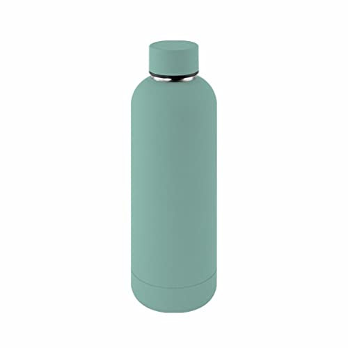 Botella térmica agua acero inoxidable personalizada láser | Sin BPA | Mantiene 24H Frio / 12H Calor | Isotérmica y Hermética - Doble Pared al Vacío a Prueba de Fugas (500ml, Turquesa Mate)