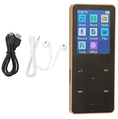 MP3-MP4-Player, Bluetooth 5.0 MP3-Musikplayer mit 1,8-Zoll-Touchscreen, 300-mAh-Lithiumbatterie, Tragbarer Musikplayer für den Sport (Gold)