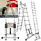 VickyHome 2.5M/8.2FT Multi Tool Telescopic Ladder A Type Ladder, Loft Ladder Ladders Extendable Step Ladder Attic Ladders with Adjustable Step & Rubber Feet, Max Load 150kg, EN131