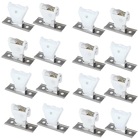 Pavewood 16Pcs Cord Lock Mechanism Stainless Steel + Plastic Cord Lock for 3 Line Swivel Type White Plastic and Stainless Steel Bracket for Roman Blinds