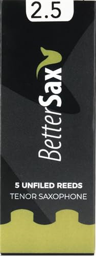 BetterSax Tenorsaxophon-Blätter – Stärke 2,5 (5er-Pack) – ideal für Jazz, Übungen, Proben und Live-Auftritte – langlebige und gleichbleibende Qualität für Saxophonisten
