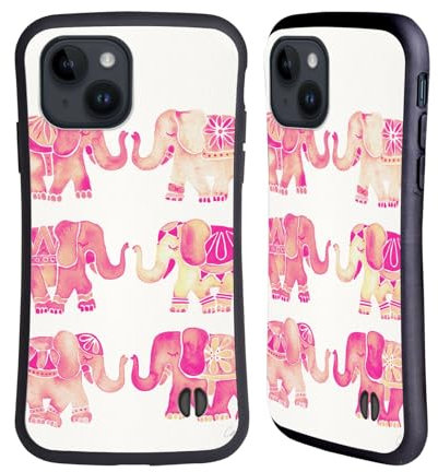 Head Case Designs Licenza Ufficiale Cat Coquillette Elefanti Rosa Animali 2 Custodia Cover Ibrida Compatibile con Apple iPhone 15