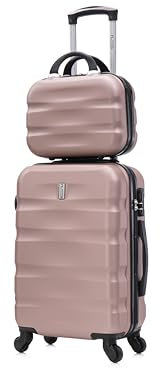 CELIMS - Set Valise Cabine avec Vanity/Trousse de Toilette | Bagages Cabine | Valise Cabine 55 x 35 x 20 cm | Valise avec Vanity | Rose Gold