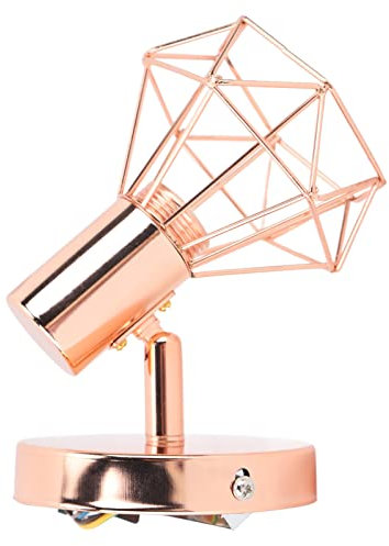 Tomotato Applique Murale à Bras Pivotant, 350 Degrés Base E14 Applique Murale Or Rose avec Abat-Jour en Cage de Fer pour Chambre à Coucher, Salon et Couloir