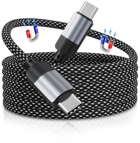 Magtame USB C Cable, Magnetic USB C to USB C Cable 60W(3A) for iPhone 15 Pro Max Plus,Nylon Type C Fast Charging Cord for Samsung S23/S22, for iPad, for Macbook, Original Design Patent Product