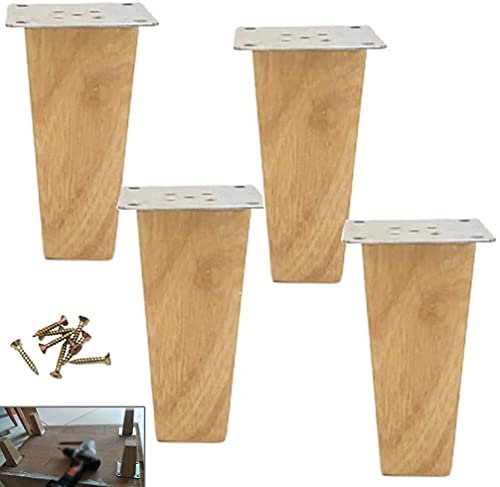 Möbelbeine Sofabeine 4 Stück Holzsofabeine, zuverlässige Holzmöbelbeine, quadratische, konische Schrankbeine, Ersatzbeine, mit Montagezubehör, für Sofa, Couch, Bett, Couchtisch (Br