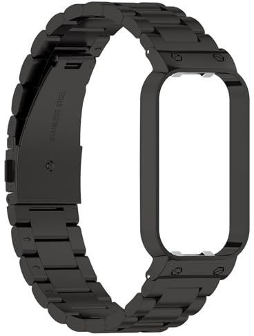 Generic Bracelet en Acier Inoxydable Compatible avec Xiaomi Smart Band 8 Active/Redmi Band 2 Bracelets, Métal Bracelet pour Xiaomi Smart Band 8 Active/Redmi Band 2, pour Hommes Femmes, Noir