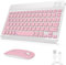 Set tastiera e mouse Bluetooth ricaricabile, tastiera e mouse universale, ultra sottile, per Android, Windows, iPad, iPhone, Samsung, tablet, portatile, compatto, colore rosa
