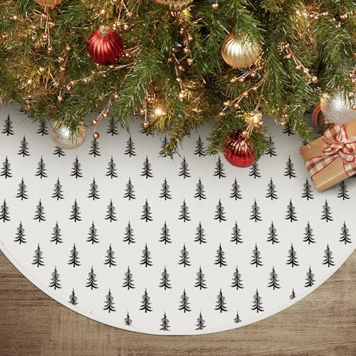 Artoid Mode Schwarz Bäume Winter Weihnachten 36zoll/91cm Weihnachtsbaum Rock, Xmas Tannenbaum Christbaumdecke für Urlaub Party Deko