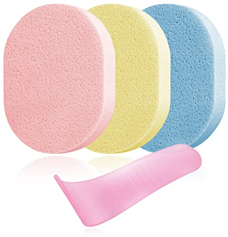 Enthaarungshilfe Kit:3 Körperschwämme & Enthaarungscreme Spatel - Sanft zur Haut, 100% PVA Material, für Männer & Frauen