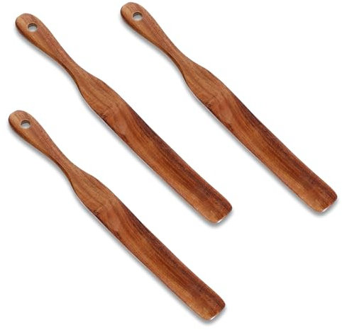 Pfannenwender Holz 28cm Spurtle Spatel Rührspatel Robuster Teakholz für Sauerteig Starter Kochen Brotteig Schneebesen Sauerteigspatel Topfschaber Spachtel Rührgerät (11.02 × 1.18 x 0.59 inch)