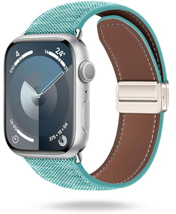 ONEFLOW Denim Loop kompatibel mit Apple Watch, Armband aus Jeans Stoff, Ersatzarmband in Demin Design, Textil iWatch Armbänder Damen Herren Ersatz Watch Band Magnetisch