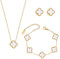 GWAWG Vierblättriges Kleeblatt Schmuck Set Elegante Gold Schmuck Kleeblattkette, Armband Ohrringe, Verstellbares Schmuckset für Frauen Damen, Jewelry Geschenk für Geburtstag, Muttertag, Valentinstag