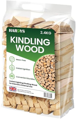 Hardys Kindling Wood, 2.4 Kg Bags - Instant Light Firewood Logs, Smokeless - Kiln Dried - BBQ, Fire Heat Logs for Wood Burner, Pizza Oven, Open Fire Pit
