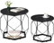 WOLTU 2er Set Couchtisch, Beistelltisch mit runder Tischplatte, Sofatisch mit hohlem Metallrahmen, Wohnzimmertisch mit Stauraum, aus Holzwerkstoff, Schwarze Holzoptik,BTS05szdc