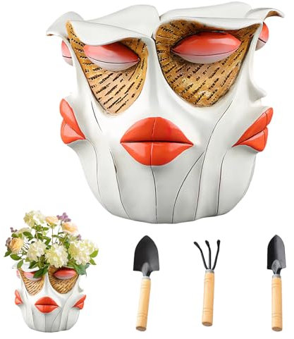 Mocoli Vaso Per Fiori, Vasi In Resina Per Piante Grasse Con 3 Vasi E Drenaggio. Ornamenti Creativi Multisfaccettati Per Vasis Di Fiori E Piante Da Interno 15x15x12,8 Cm